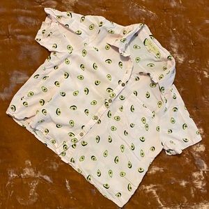 Avocado Print Button-Down Crop Top